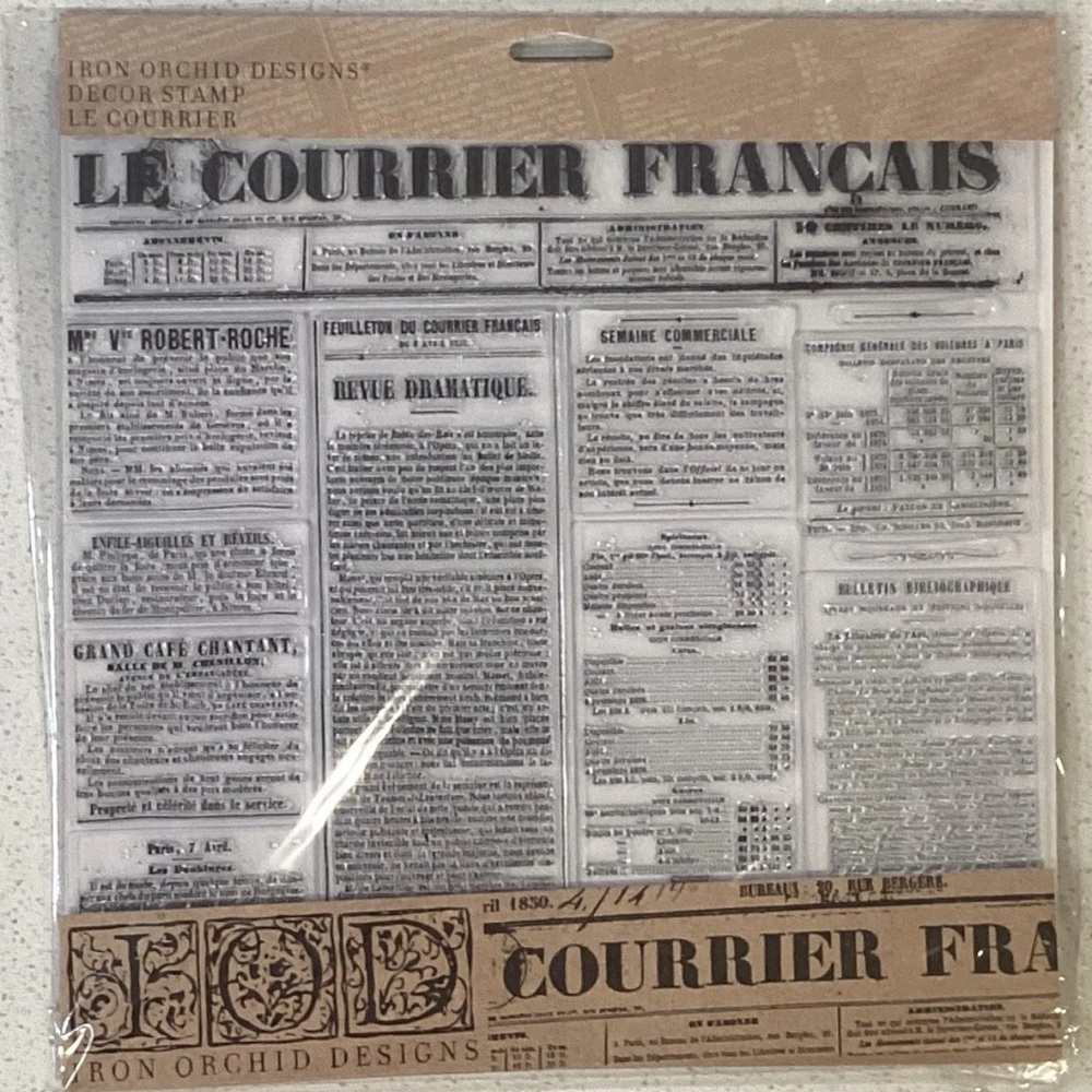 Iron Orchid Designs Le Courrier *RETIRED* Stamp 12" x 12" New with Tags